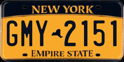 NY license plate GMY2151