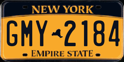 NY license plate GMY2184