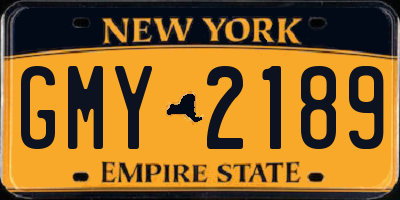 NY license plate GMY2189