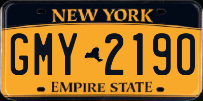 NY license plate GMY2190