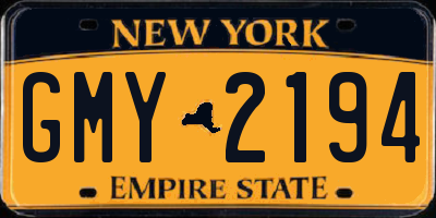 NY license plate GMY2194