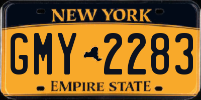 NY license plate GMY2283