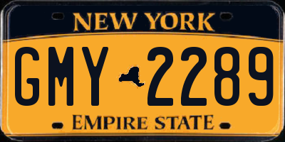 NY license plate GMY2289