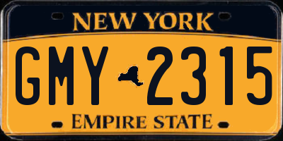 NY license plate GMY2315