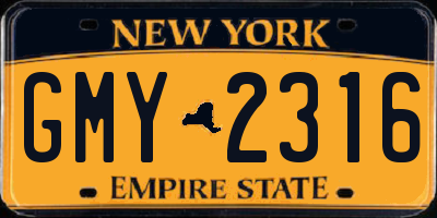 NY license plate GMY2316