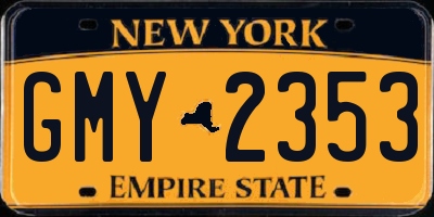 NY license plate GMY2353