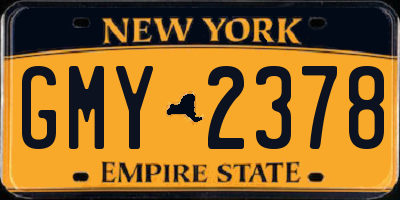 NY license plate GMY2378