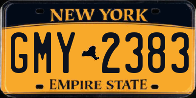 NY license plate GMY2383