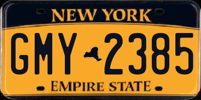 NY license plate GMY2385