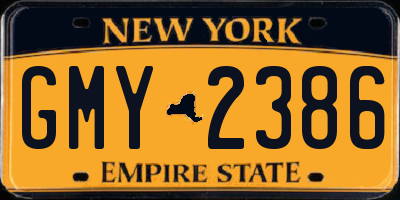NY license plate GMY2386