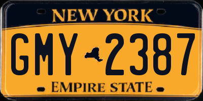 NY license plate GMY2387