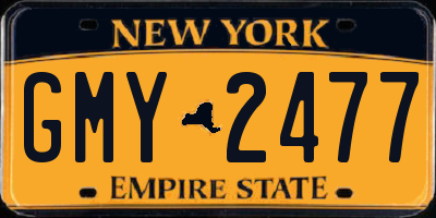 NY license plate GMY2477