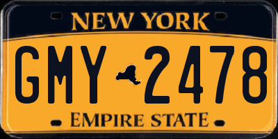NY license plate GMY2478