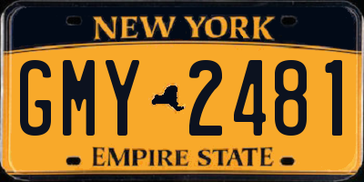 NY license plate GMY2481