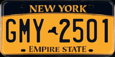NY license plate GMY2501