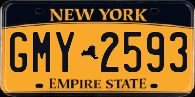 NY license plate GMY2593