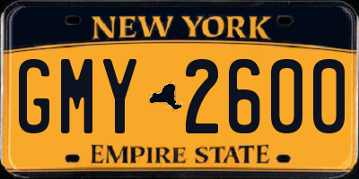 NY license plate GMY2600