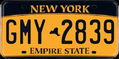 NY license plate GMY2839