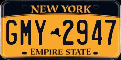 NY license plate GMY2947