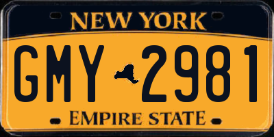 NY license plate GMY2981
