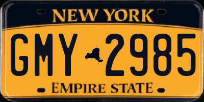 NY license plate GMY2985