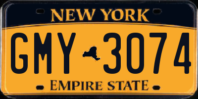 NY license plate GMY3074