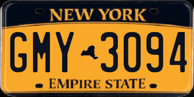 NY license plate GMY3094