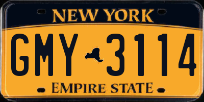 NY license plate GMY3114