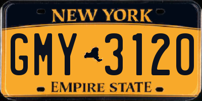 NY license plate GMY3120