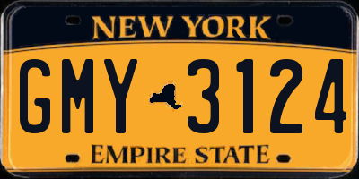 NY license plate GMY3124