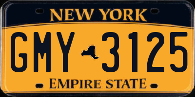 NY license plate GMY3125