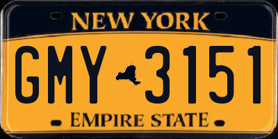 NY license plate GMY3151
