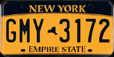 NY license plate GMY3172