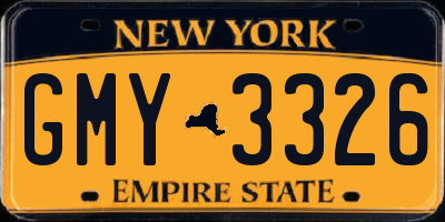 NY license plate GMY3326