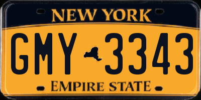 NY license plate GMY3343