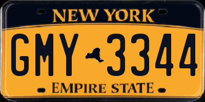 NY license plate GMY3344