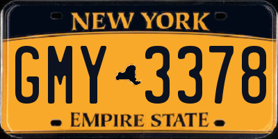 NY license plate GMY3378
