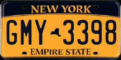 NY license plate GMY3398