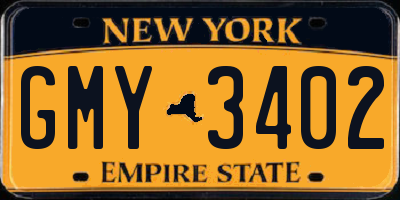 NY license plate GMY3402