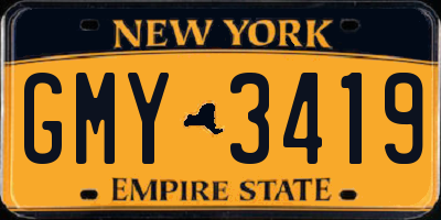 NY license plate GMY3419