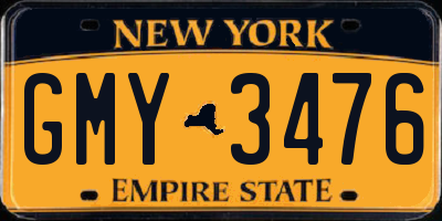 NY license plate GMY3476