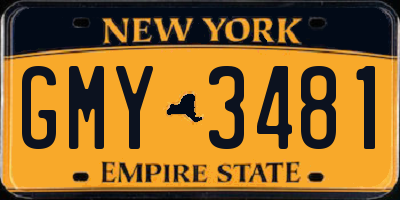 NY license plate GMY3481