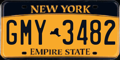 NY license plate GMY3482