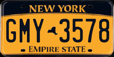 NY license plate GMY3578
