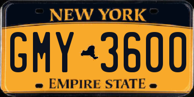 NY license plate GMY3600