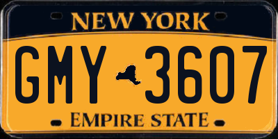 NY license plate GMY3607