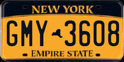 NY license plate GMY3608