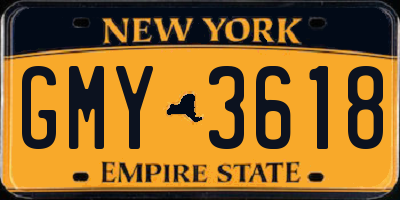 NY license plate GMY3618