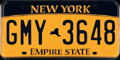 NY license plate GMY3648