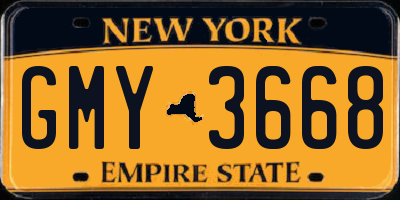NY license plate GMY3668